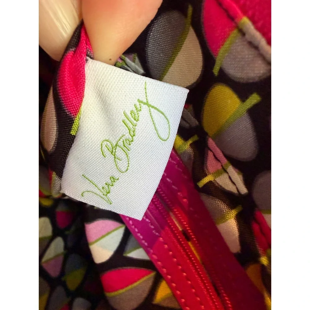 Vera Bradley Trimmed Trapeze Satchel Fuchsia Pink Quilted Nylon Bag